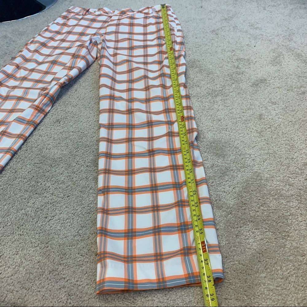 Puma White, Orange & Brown Plaid Straight Leg Golf Pants - Picture 9 of 10